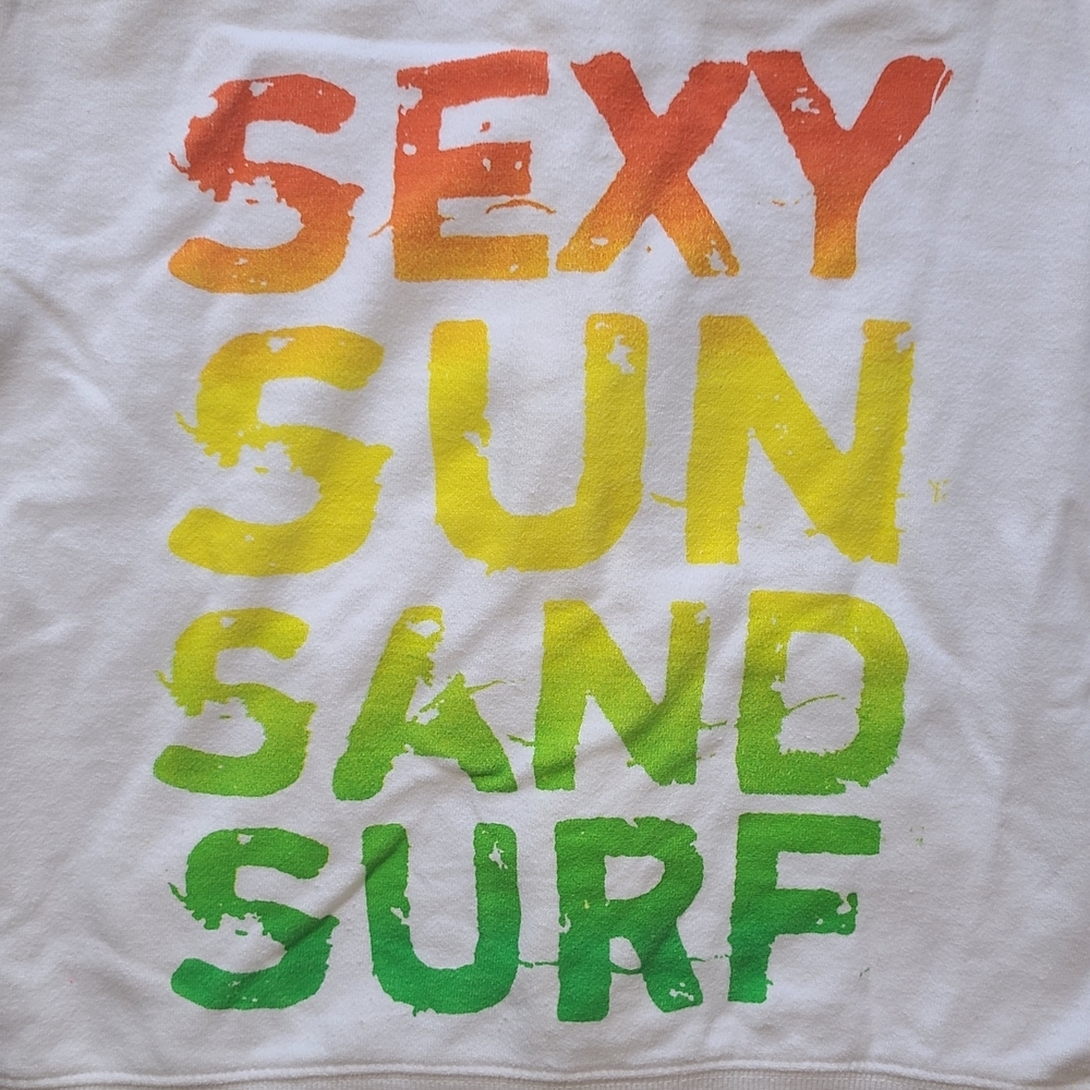 Y2K Plush & Lush Sexy Sun Sand Surf Cropped Zip Hoodie Small - Picture 5 of 7